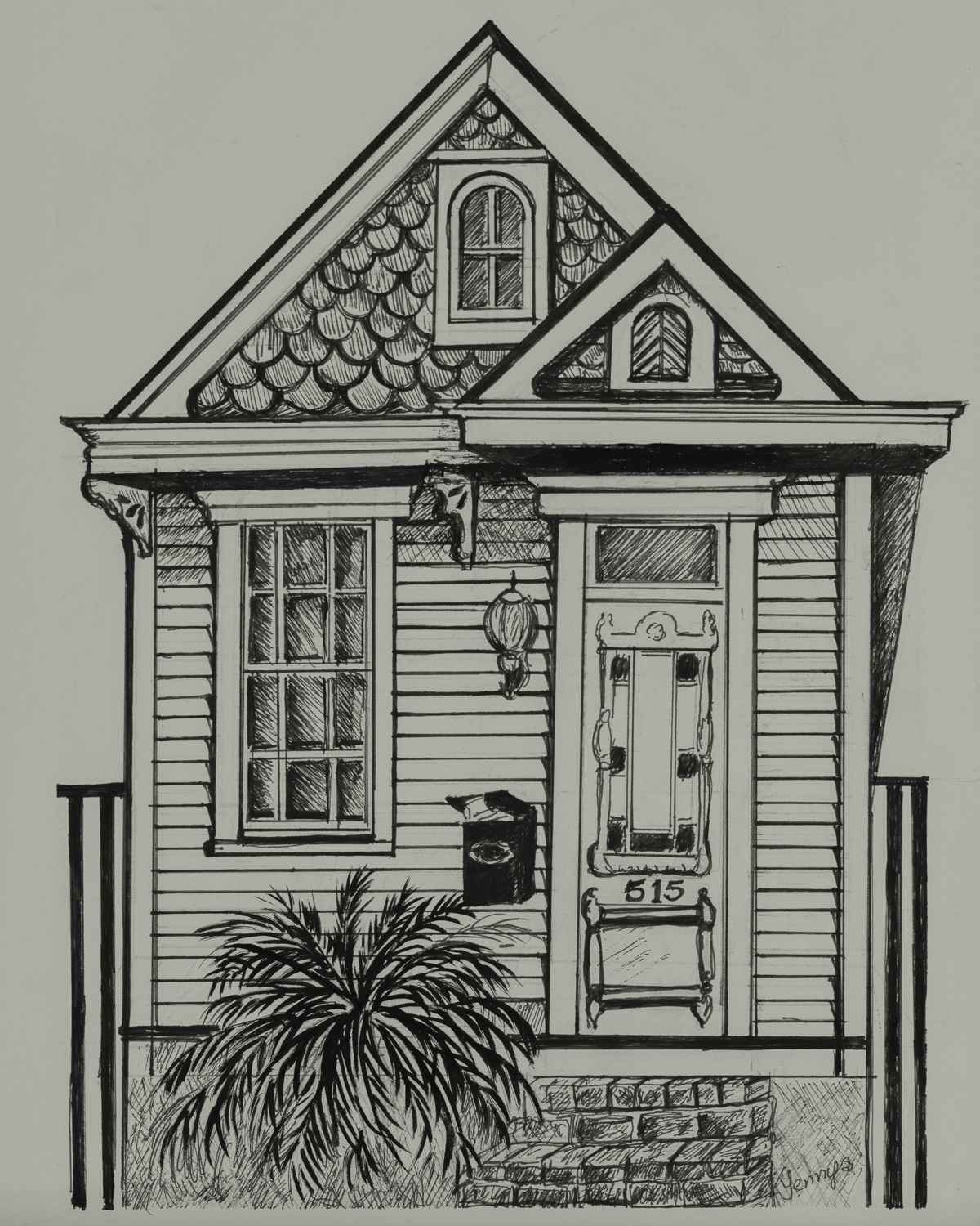 NOLA Shotgun House IX - 8 x 11 inches Print by Yenny (Jenny Archbold)