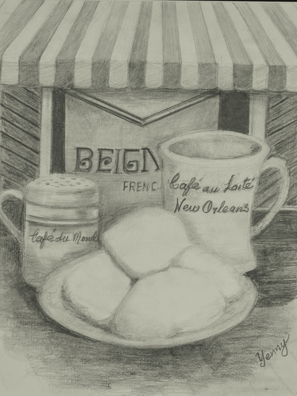 French Beignets 9x12 inches Print by Yenny (Jenny Archbold)